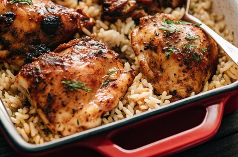 Baked Chicken Thighs and Rice