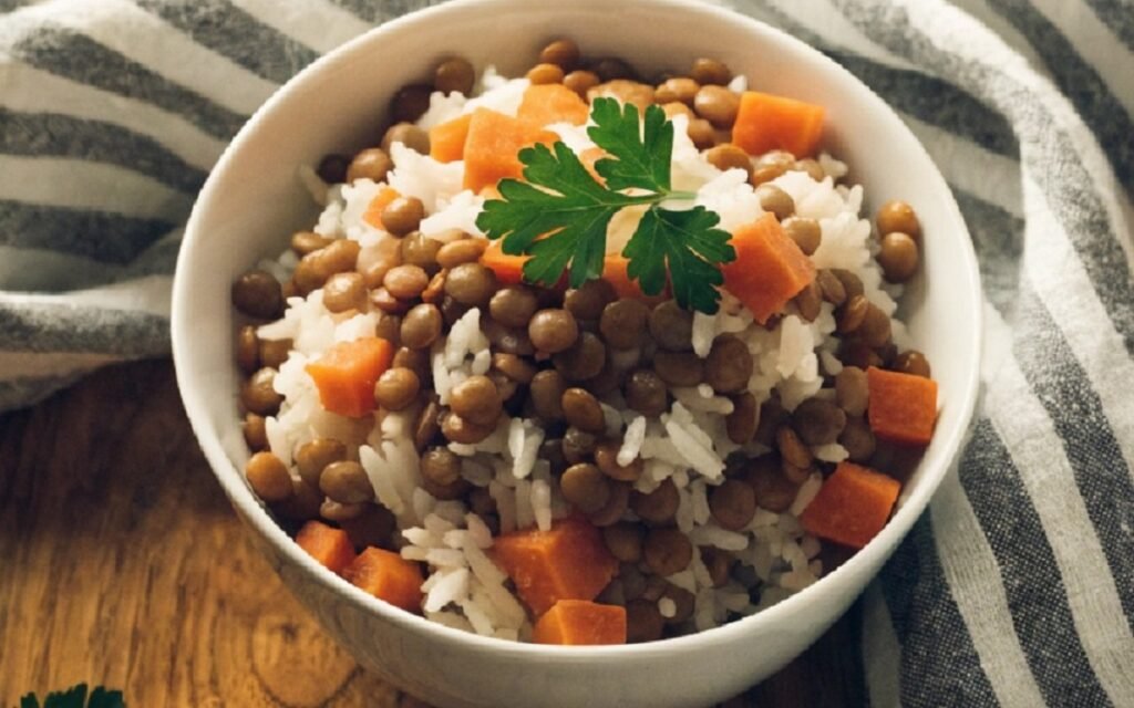 Lentils and Rice in Rice Cooker